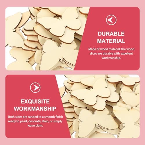 TINKSKY 50pcs Wooden Butterfly Craft Blank DIY Kit