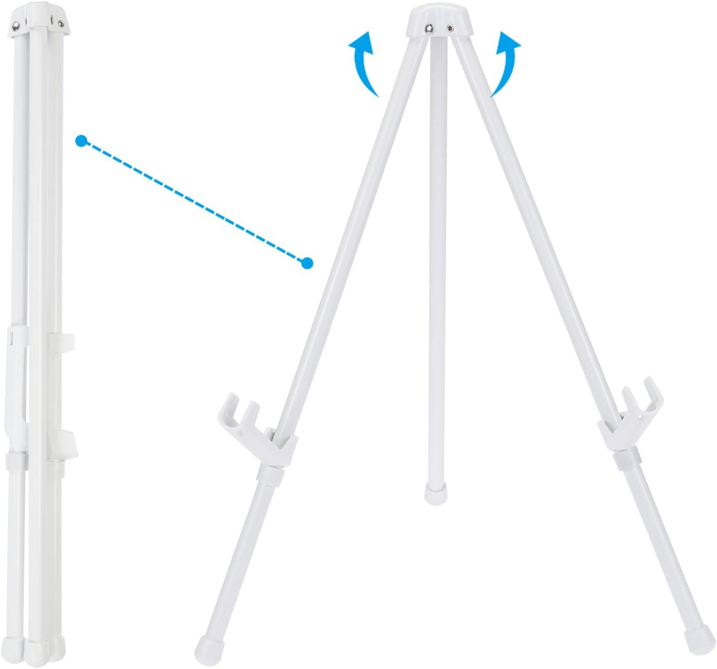 PATIKIL 2Set Tabletop Easel Stand for Display White Portable Aluminum Folding