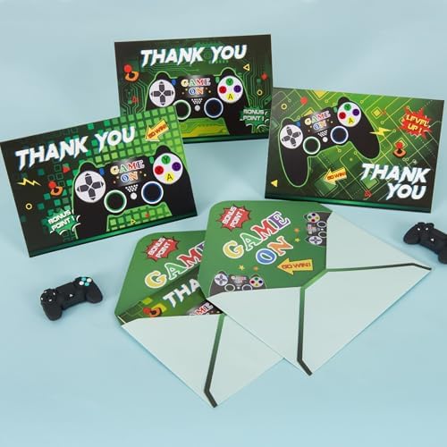 WERNNSAI Video Game Thank You Cards 24PCS Gamer Decorations
