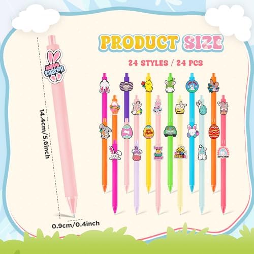 24 Pcs Cute Easter Themed Pens for Kids and Office Use
