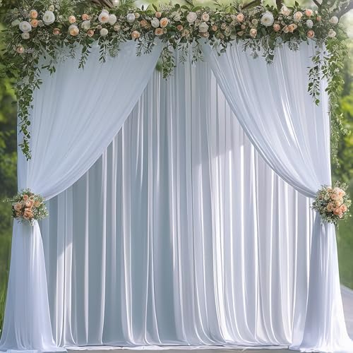 Wokceer 10x8FT White Backdrop Curtain 2 Panels Wedding Photo Background