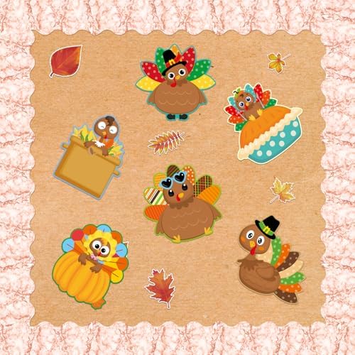 54 Pcs Turkey Cutouts for Thanksgiving Fall Decor
