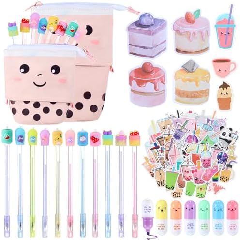 Sabary 228 Pcs Kawaii Stationery Set with Pencil Case