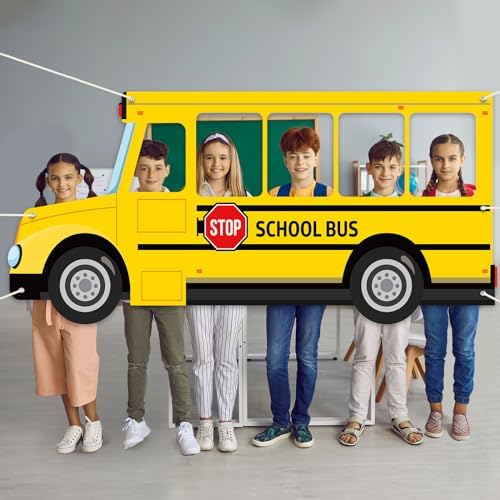Yellow School Bus Photo Prop Banner for Back to School Party