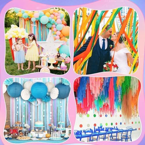 4 Rolls 328 Ft Gold and Black Crepe Paper Streamers for Parties