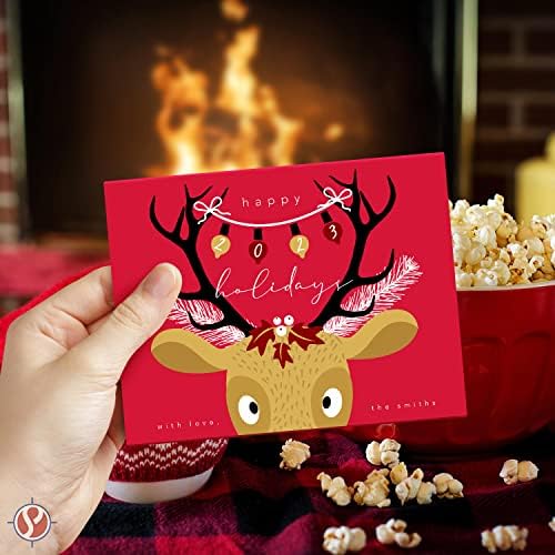 Blank Red A2 Cards with Green Envelopes - 25 Sets