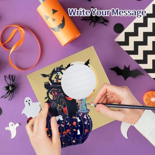 FaCraft Halloween Pop Up Cards 3D Handmade Greeting Cards with Envelope and Seals