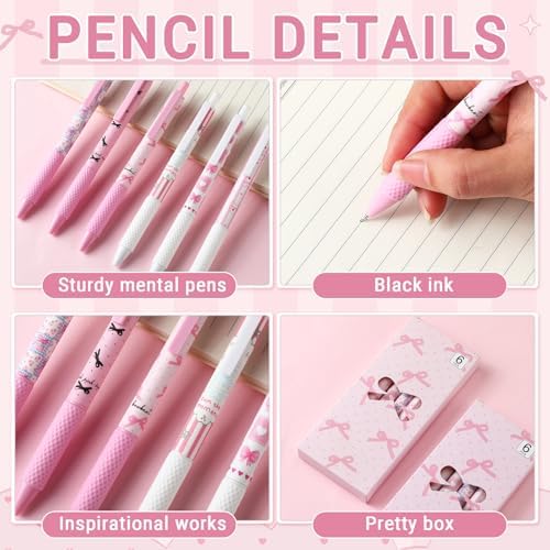 12 Pcs Coquette Bow Pens Pink Girly Set