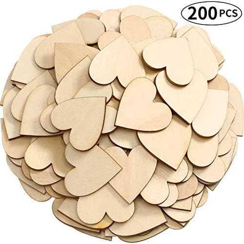 Tatuo 200 Pcs Blank Wooden Hearts for DIY Crafts