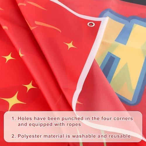 Happy Birthday Cartoon Backdrop for Kids 100x150cm Red White Blue Yellow