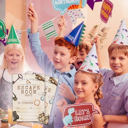 Escape Room Birthday Invitations 20 Cards 4x6 with Envelopes