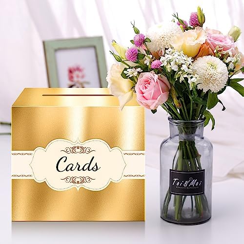 JC HUMMINGBIRD Gold Metallic Cards Ribbon Sign 10x10 Foldable Box with Slit