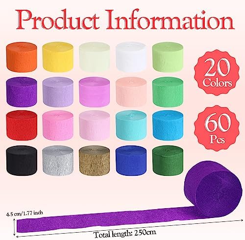 Ctosree Crepe Paper Streamer Roll for Party Decoration