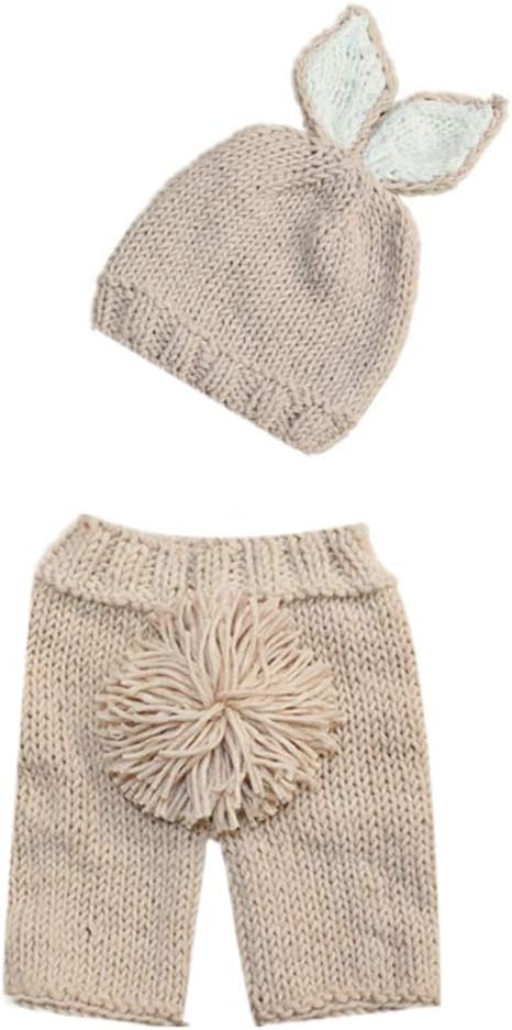 Newborn Baby Easter Outfit Crochet Knit Carrot Rabbit Beanie Pants Hat Set