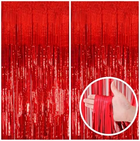 2 Pack Red Foil Streamers Party Backdrop Decor