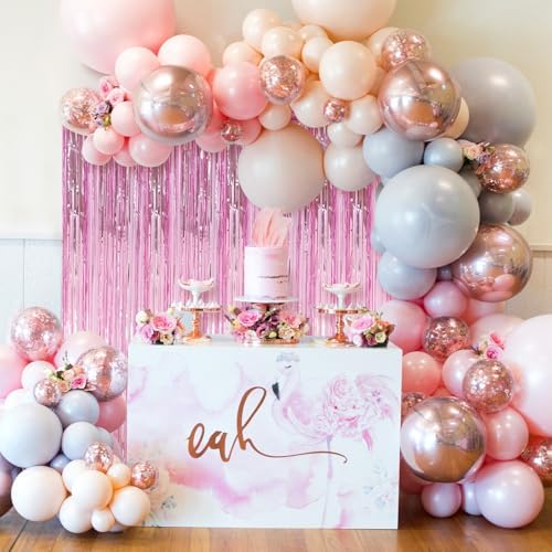 2 Pack Pink Foil Fringe Curtains for Parties