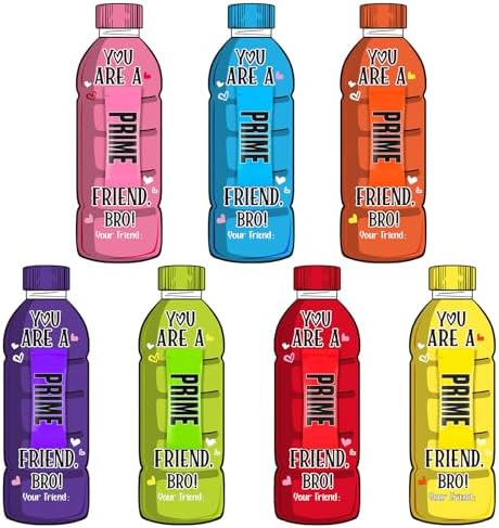 60 Pack Valentine Cards with Drink Bottle Design