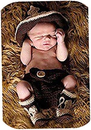 Vemonllas Newborn Cowboy Bonnet Hat Outfit Set