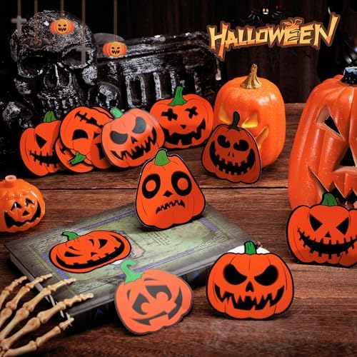 Fuutreo 200 Pcs Halloween Pumpkin Cutouts Wall Decor