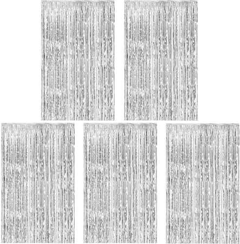 5 Pack Silver Foil Curtain Backdrop Photo Booth Props