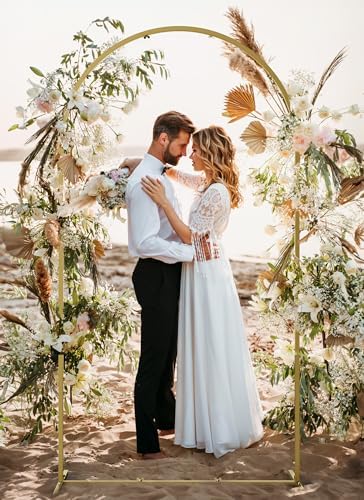 Minetom 72FT Metal Backdrop Stand with Wedding Arch Cover Spandex White