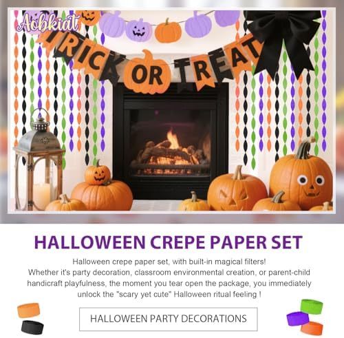 AOBKIAT Halloween Crepe Paper Streamers 5 Rolls