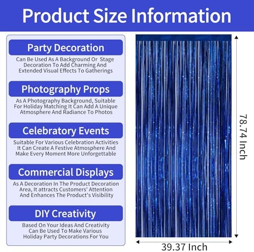 Picoway 4 Pack Foil Fringe Tinsel Curtains Blue
