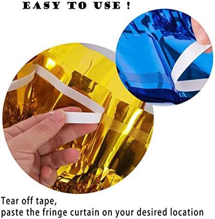 2 Pack Red Blue Foil Fringe Curtains Photo Booth Props