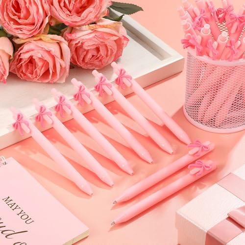 20 Pcs Pink Bow Ballpoint Pens Coquette Design