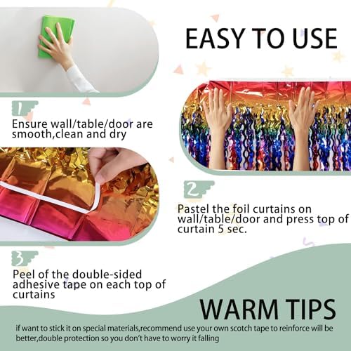 3 Pack Rainbow Foil Fringe Curtain Backdrop