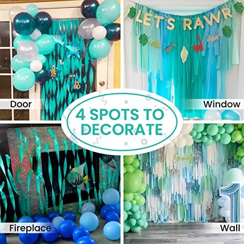 PartyWoo Crepe Paper Streamers 4 Rolls 328ft Mint Green