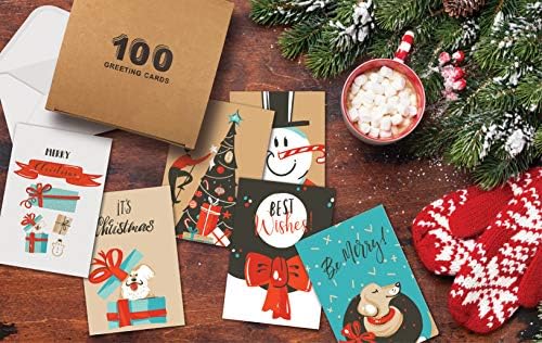 Better Office Products Christmas Greeting Card Set 100 Pack