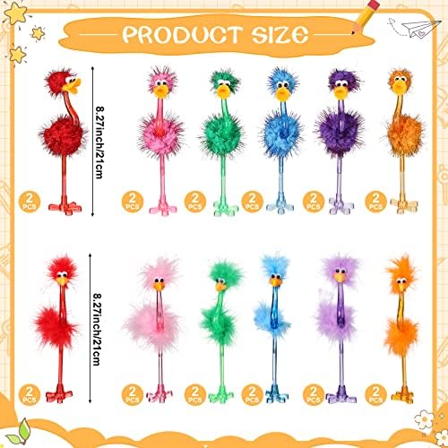 Tinlade 24 Pcs Flamingo Ostrich Novelty Pens