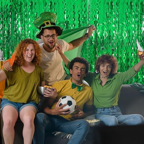 Green Tinsel Foil Fringe Curtain for Party Backdrop