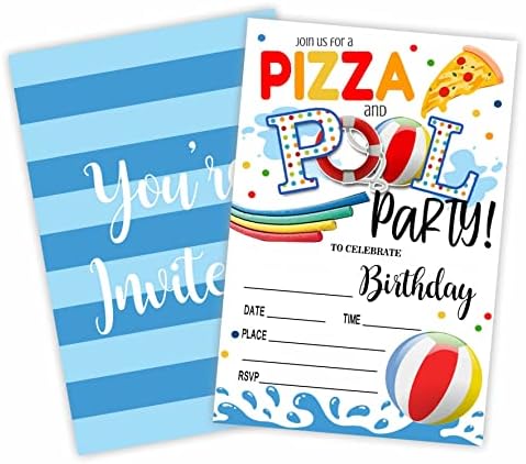 Pool Party Birthday Invitations with Envelopes 20 Count