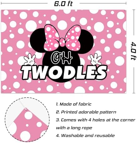 Oh Twodles Pink Cartoon Birthday Backdrop Banner