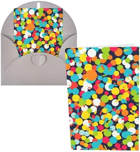 Bright Confetti Greeting Cards with Envelopes 8x6 Inches