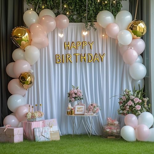 Wokceer 10x8FT White Backdrop Curtain 2 Panels Wedding Photo Background