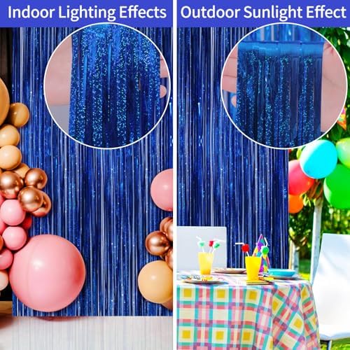 Picoway 4 Pack Foil Fringe Tinsel Curtains Blue