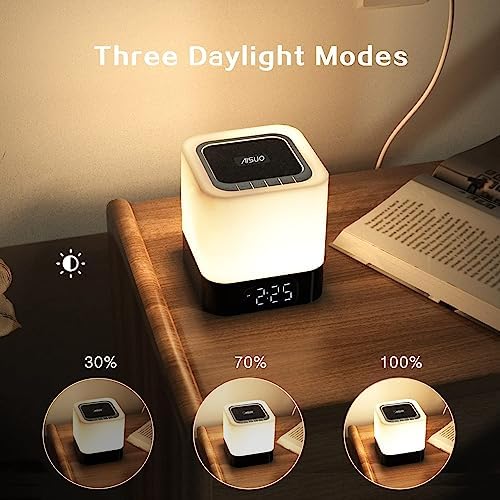 Aisuo 5 in 1 Night Light Bluetooth Speaker with Calendar Alarm Clock