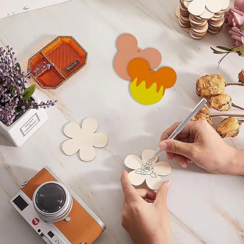 30 Pack 4 Inch Wood Mouse Head Cutouts for Crafts