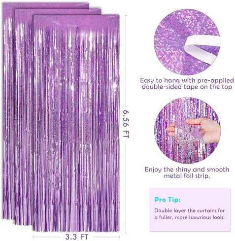 Pink Tinsel Curtain Streamers for Girls Party - 2 Pack