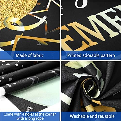 Blulu Retirement Party Banner Decorations Black Gold