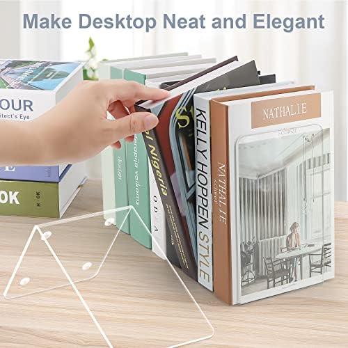 VFINE Clear Acrylic Bookends 4 Piece Set