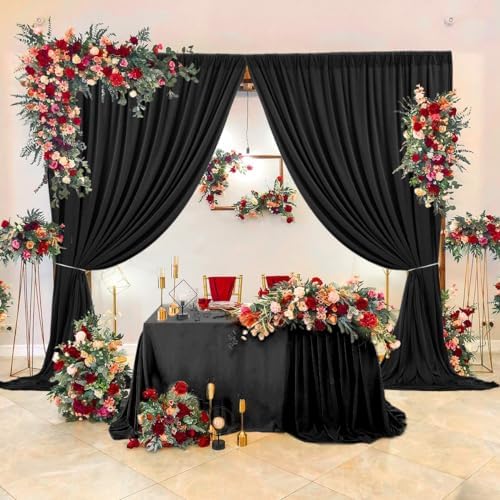 AK TRADING CO 10ft x 10ft IFR Polyester Backdrop Drapes Black