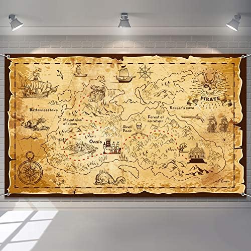 Blulu Halloween Pirate Treasure Map Backdrop