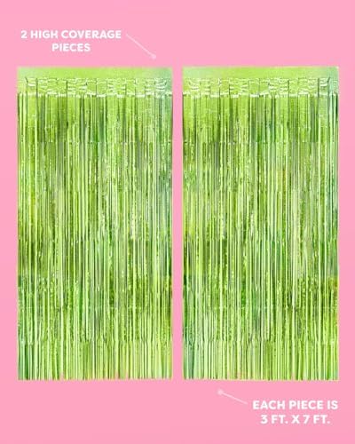 XO Fetti Lime Green Foil Curtain Set of 2