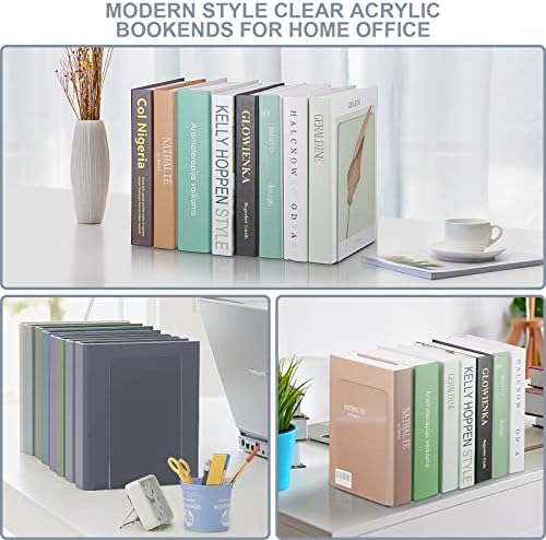VFINE Clear Acrylic Bookends 4 Piece Set