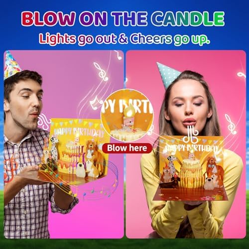 Funny Dog Birthday Card with Music and Lights