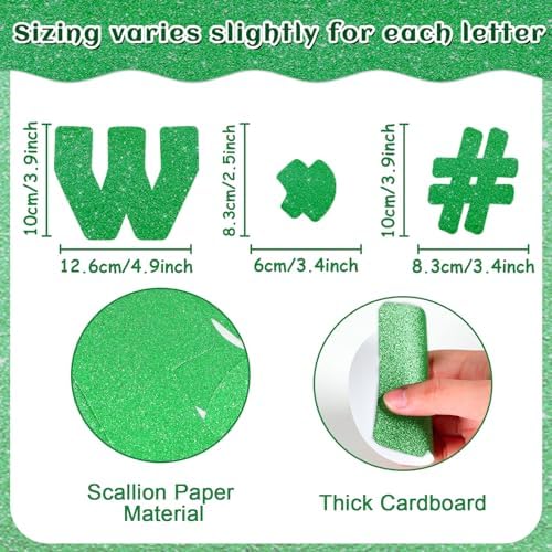 260Pcs Glitter Green Bulletin Board Letters Set for Classroom